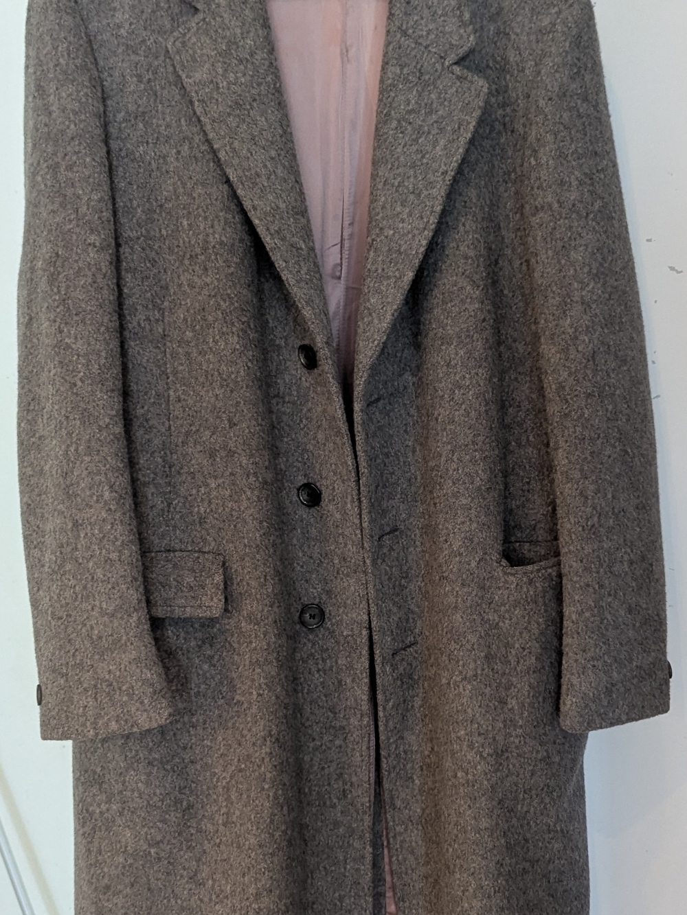 Men's Gray Wool Overcoat - Classic Long Trench Coat